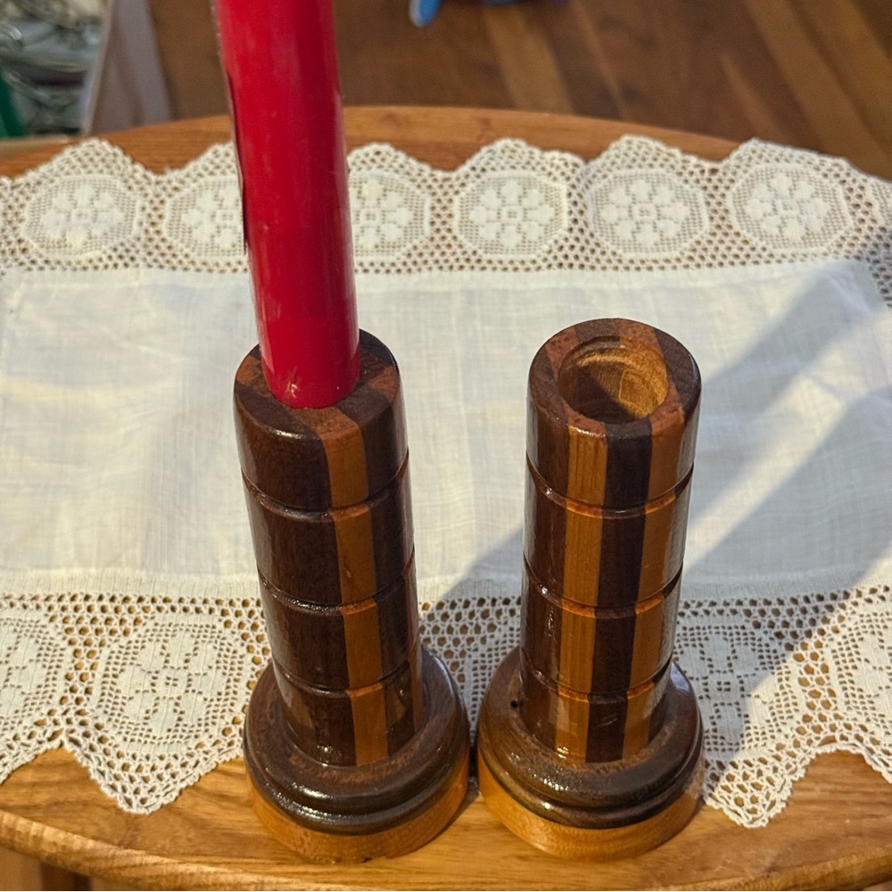 Vintage Elegant Wooden Candle Holders